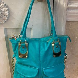 NWT Steve Madden Turquoise Leather Shoulder Handbag